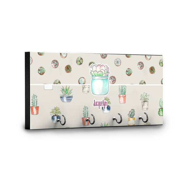 Succulents Key Hanger - Front View with Hooks