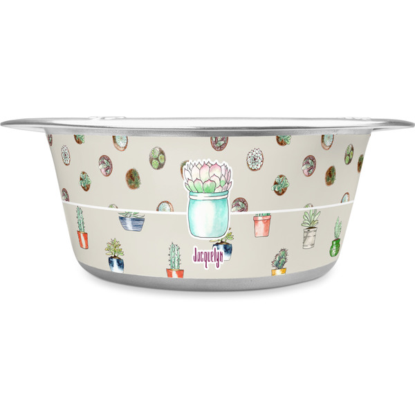 Custom Cactus Stainless Steel Dog Bowl - Large (Personalized)