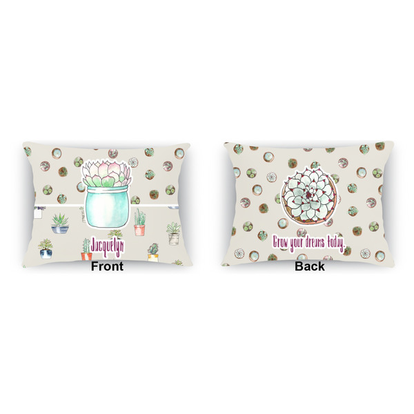 Succulents Outdoor Rectangular Throw Pillow (Front and Back)