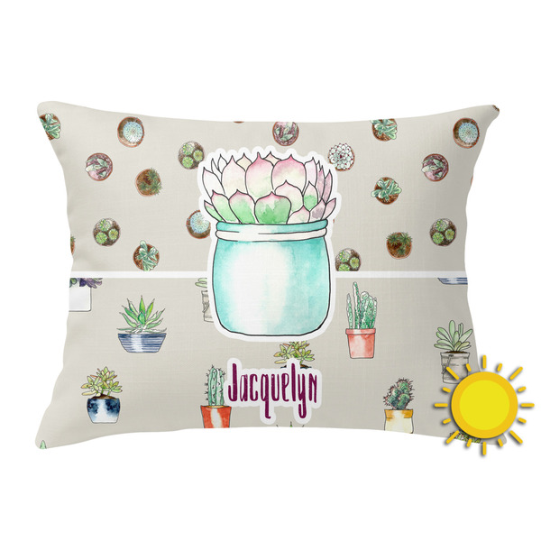 Custom Cactus Outdoor Throw Pillow (Rectangular) (Personalized)