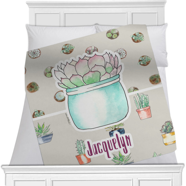 Custom Cactus Minky Blanket - Toddler / Throw - 60"x50" - Single Sided (Personalized)
