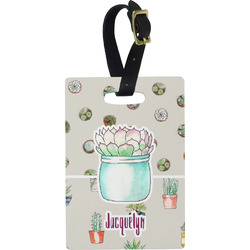 Cactus Plastic Luggage Tag - Rectangular w/ Name or Text