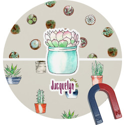 Cactus Round Fridge Magnet (Personalized)