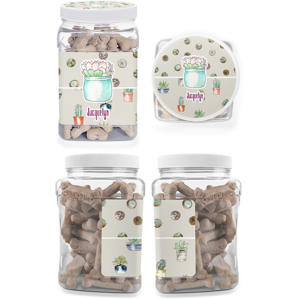 Succulents Pet Treat Jar - Multiple Angles