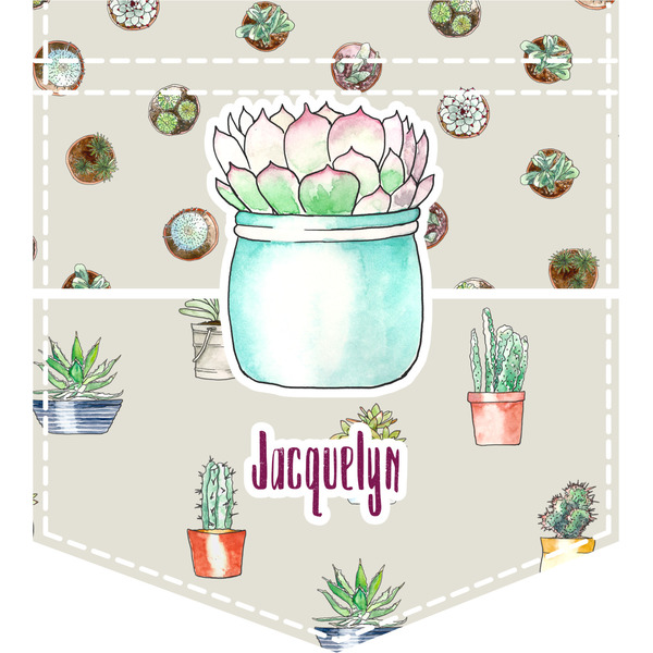 Custom Cactus Iron On Faux Pocket (Personalized)