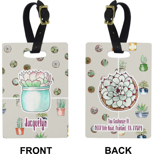 Succulents Rectangle Luggage Tag (Front + Back)