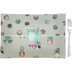 Cactus Rectangular Glass Appetizer / Dessert Plate - Single or Set (Personalized)