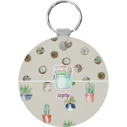 Cactus Round Plastic Keychain (Personalized)