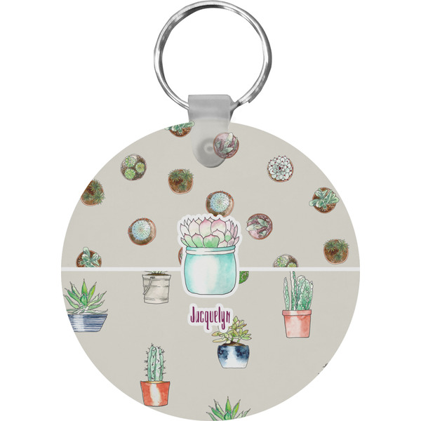 Custom Cactus Round Plastic Keychain (Personalized)