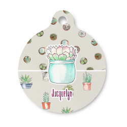 Cactus Round Pet ID Tag - Small (Personalized)