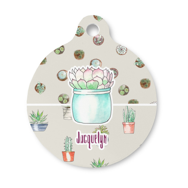 Custom Cactus Round Pet ID Tag - Small (Personalized)