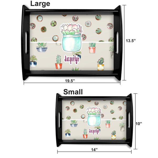 Succulents Serving Tray Black Sizes