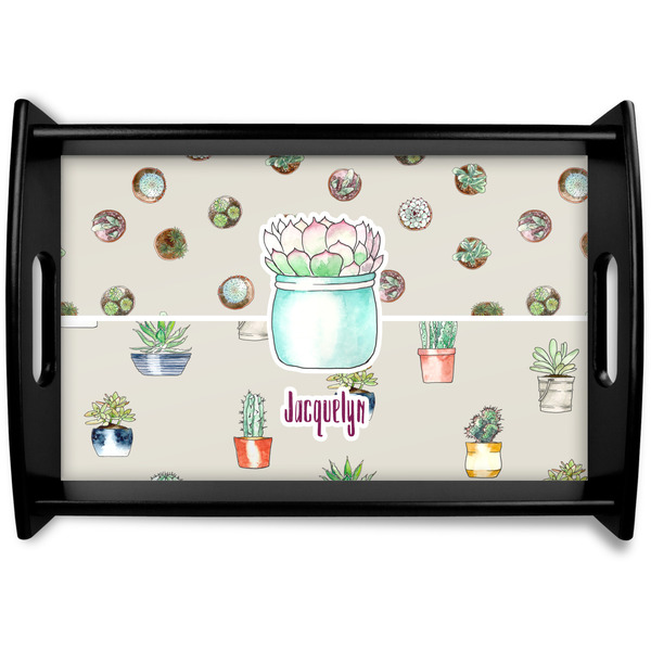 Custom Cactus Black Wooden Tray - Small (Personalized)