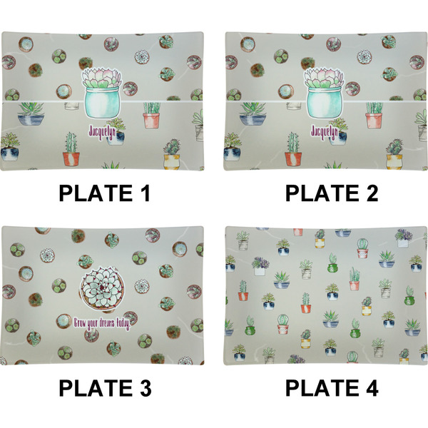 Succulents Set of Rectangular Appetizer / Dessert Plates (Approval)