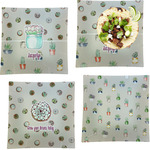 Cactus Set of 4 Glass Square Lunch / Dinner Plate 9.5" (Personalized)