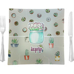 Cactus 9.5" Glass Square Lunch / Dinner Plate- Single or Set of 4 (Personalized)