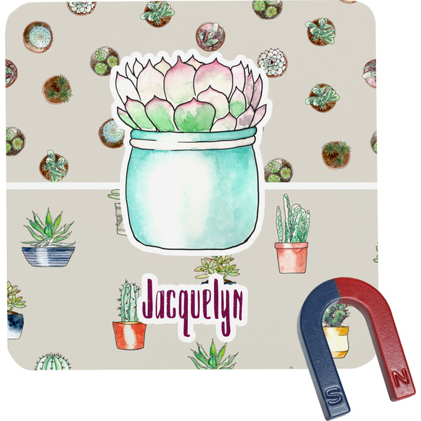 Custom Cactus Square Fridge Magnet (Personalized)