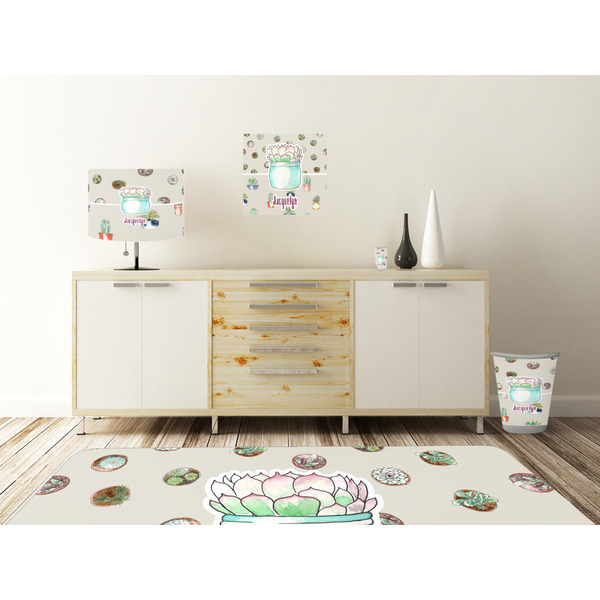 Succulents Square Wall Decal Wooden Desk