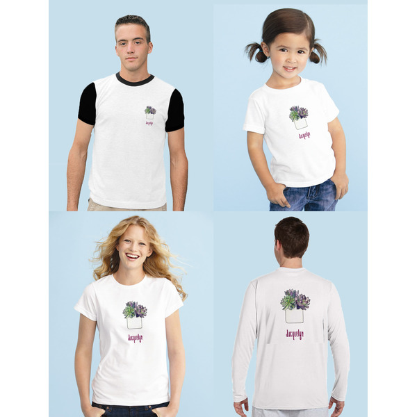 Succulents Sublimation Sizing on Shirts