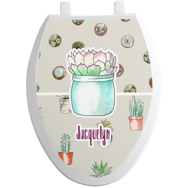 Custom Cactus Toilet Seat Decal - Elongated (Personalized)