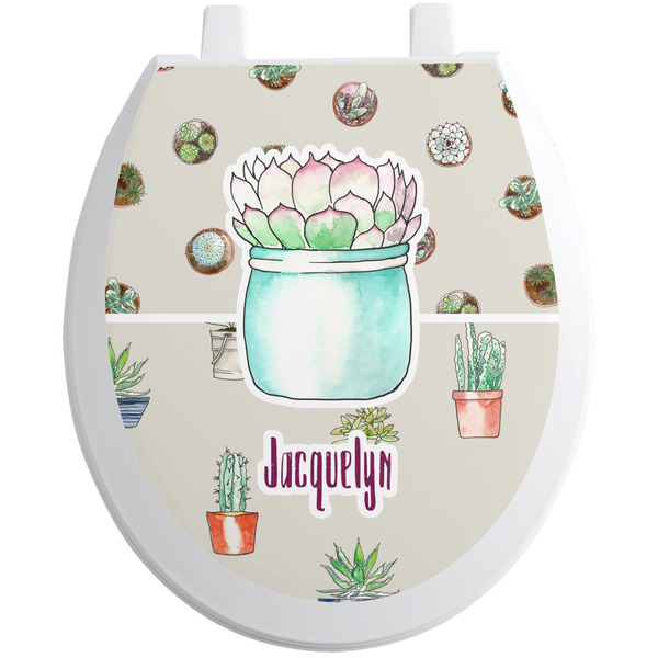 Custom Cactus Toilet Seat Decal - Round (Personalized)