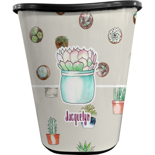 Succulents Trash Can Black