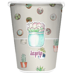 Cactus Waste Basket - Single Sided (White) (Personalized)