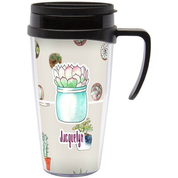 Custom Cactus Acrylic Travel Mug with Handle (Personalized)