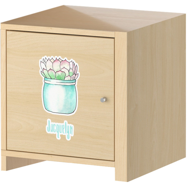 Succulents Wall Graphic on Wooden Cabinet