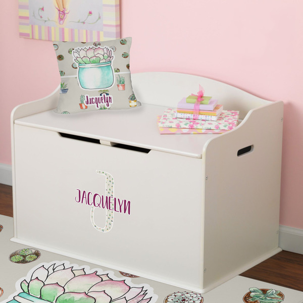 Succulents Wall Name & Initial Small on Toy Chest