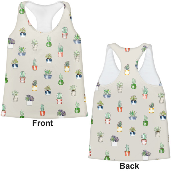 Succulents Womens Racerback Tank Tops - Medium - Front and Back