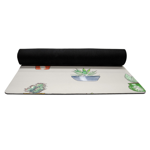 Succulents Yoga Mat Rolled up Black Rubber Backing