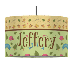 Summer Camping 12" Drum Pendant Lamp - Fabric (Personalized)