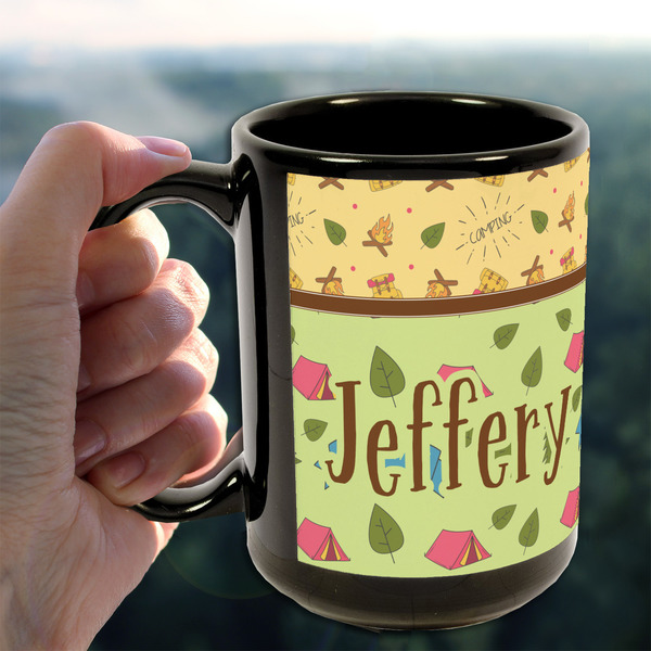 Summer Camping 15oz. Black Mug - LIFESTYLE