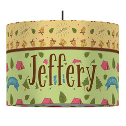 Summer Camping 16" Drum Pendant Lamp - Fabric (Personalized)