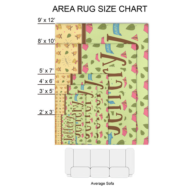 Summer Camping 2'x3' Indoor Area Rugs - Size Chart