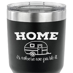 Summer Camping 30 oz Stainless Steel Tumbler - Black - Single Sided
