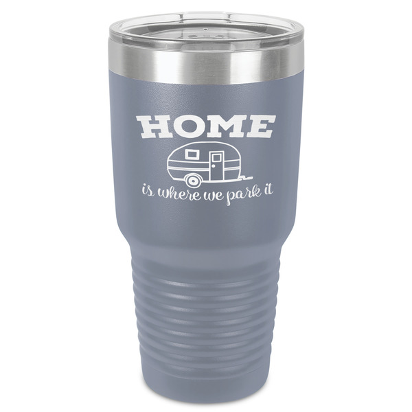 Summer Camping 30 oz Stainless Steel Ringneck Tumbler - Grey - Front