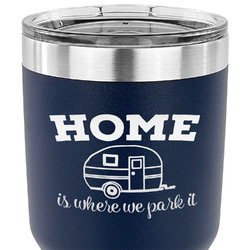 Summer Camping 30 oz Stainless Steel Tumbler - Navy - Single Sided