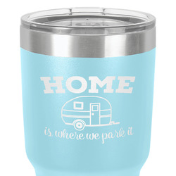 Summer Camping 30 oz Stainless Steel Tumbler - Teal - Single-Sided