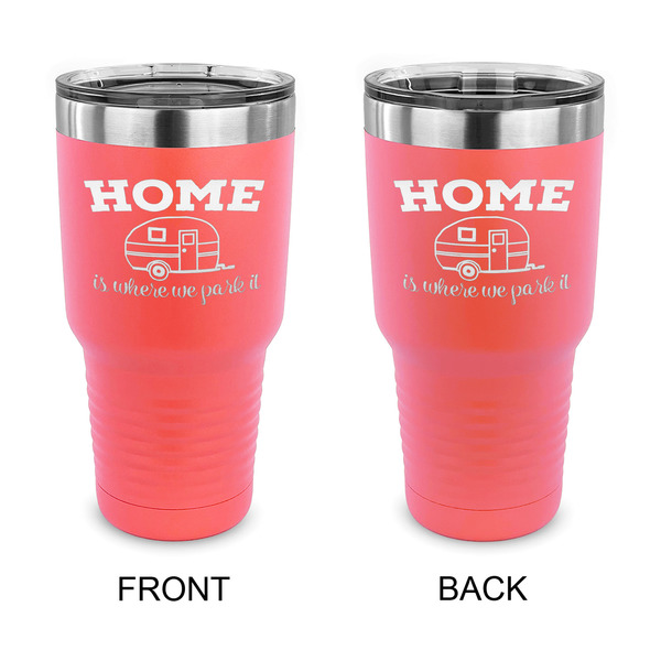 Custom Summer Camping 30 oz Stainless Steel Tumbler - Coral - Double Sided (Personalized)