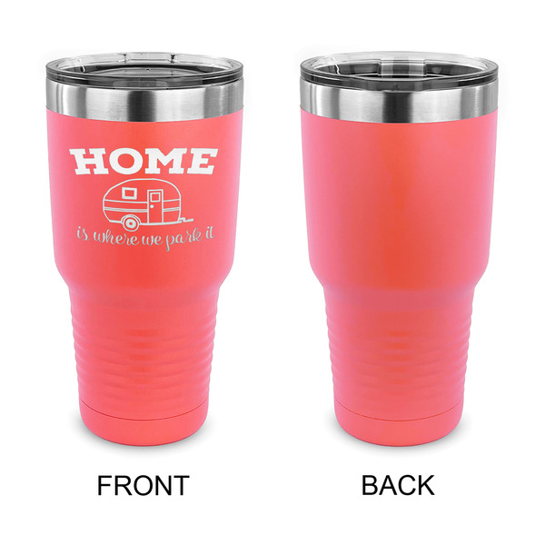Summer Camping 30 oz Stainless Steel Ringneck Tumblers - Coral - Single Sided - APPROVAL