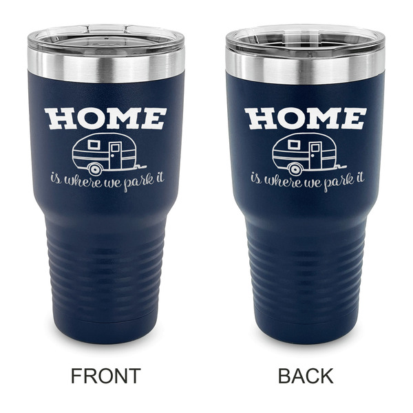 Custom Summer Camping 30 oz Stainless Steel Tumbler - Navy - Double Sided (Personalized)