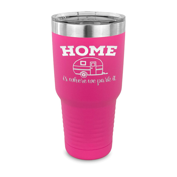 Custom Summer Camping 30 oz Stainless Steel Tumbler - Pink - Single Sided