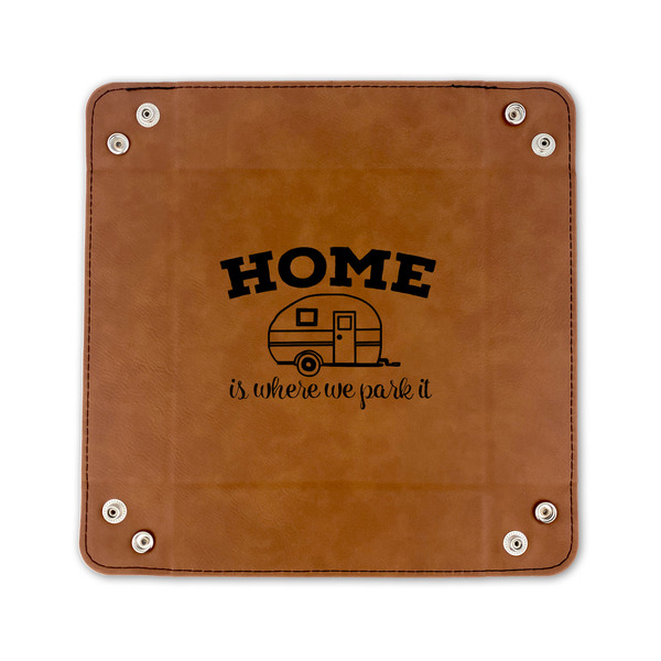Summer Camping 6" x 6" Leatherette Snap Up Tray - FLAT FRONT