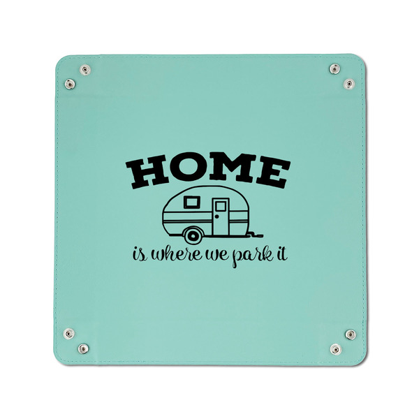 Summer Camping 6" x 6" Teal Leatherette Snap Up Tray - APPROVAL