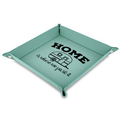 Summer Camping 9" x 9" Teal Faux Leather Valet Tray
