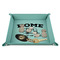 Summer Camping 9" x 9" Teal Leatherette Snap Up Tray - STYLED