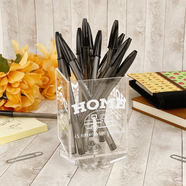 Summer Camping Acrylic Pencil Holder - IN CONTEXT