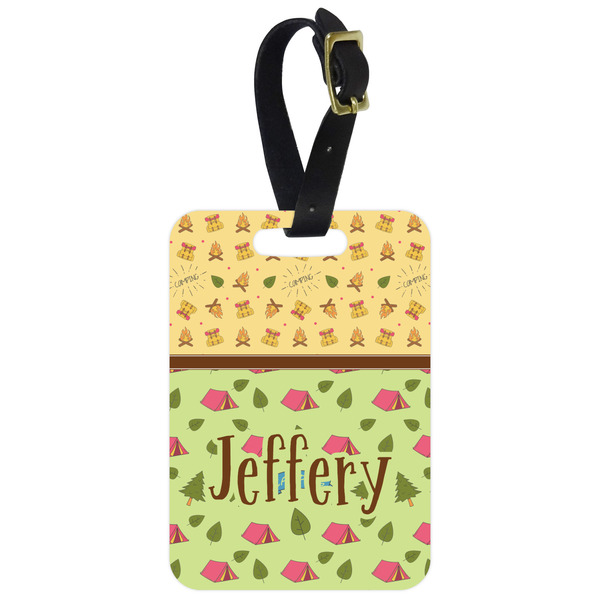 Custom Summer Camping Metal Luggage Tag w/ Name or Text